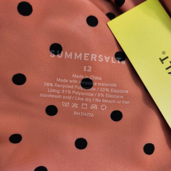 New Summersalt Swimsuit Sz 12 Womens OnePiece Ruffle Sidestroke Bathing Polkadot - Picture 9 of 10